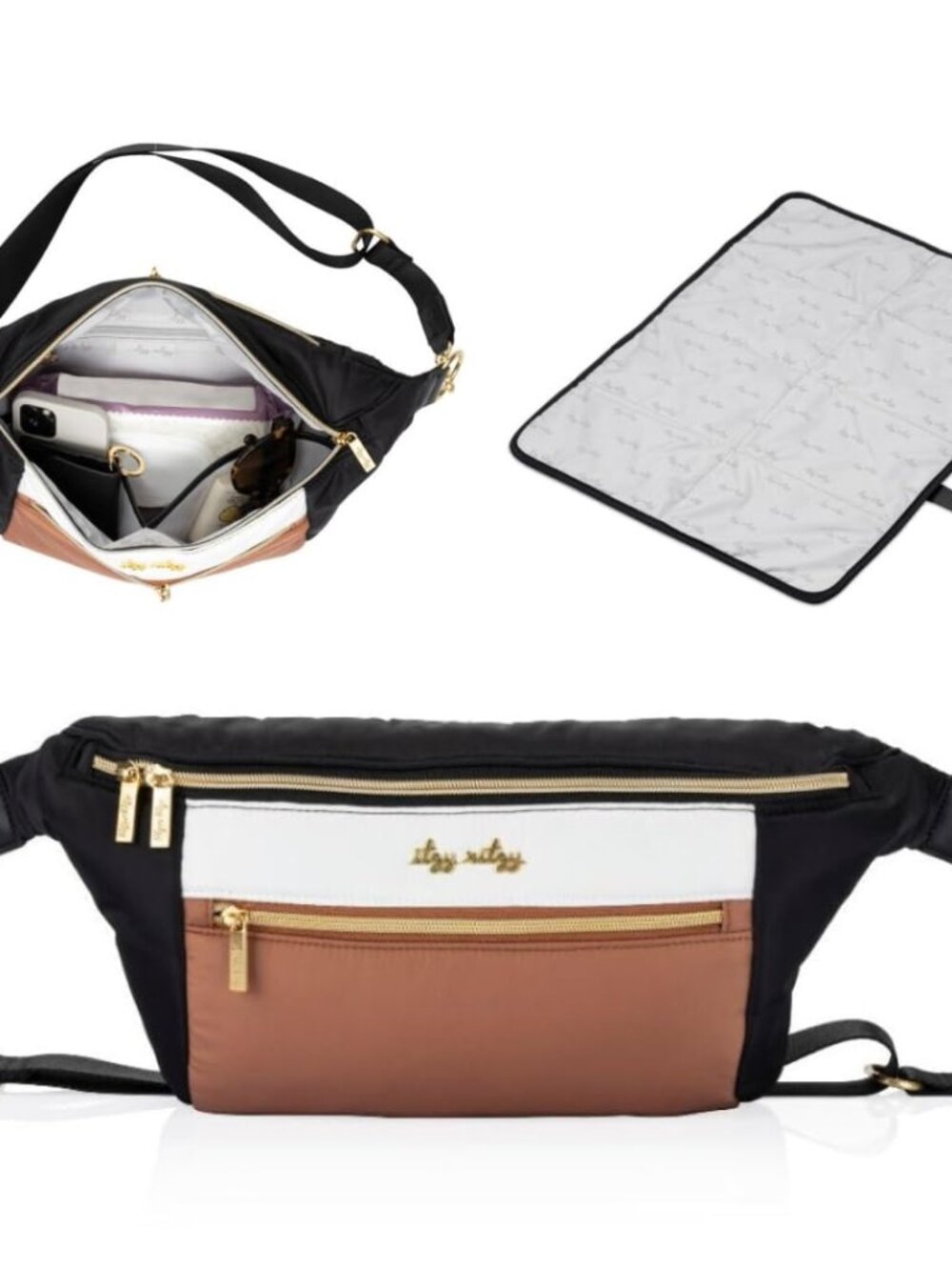 s Fanny Pack & Crossbody Diaper Bag - Multi-Use Lightweight Bag Features 6 Pocke